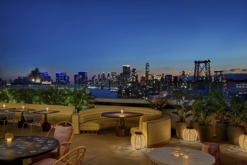 Skyline views from the Moxy hotel in Brooklyn.