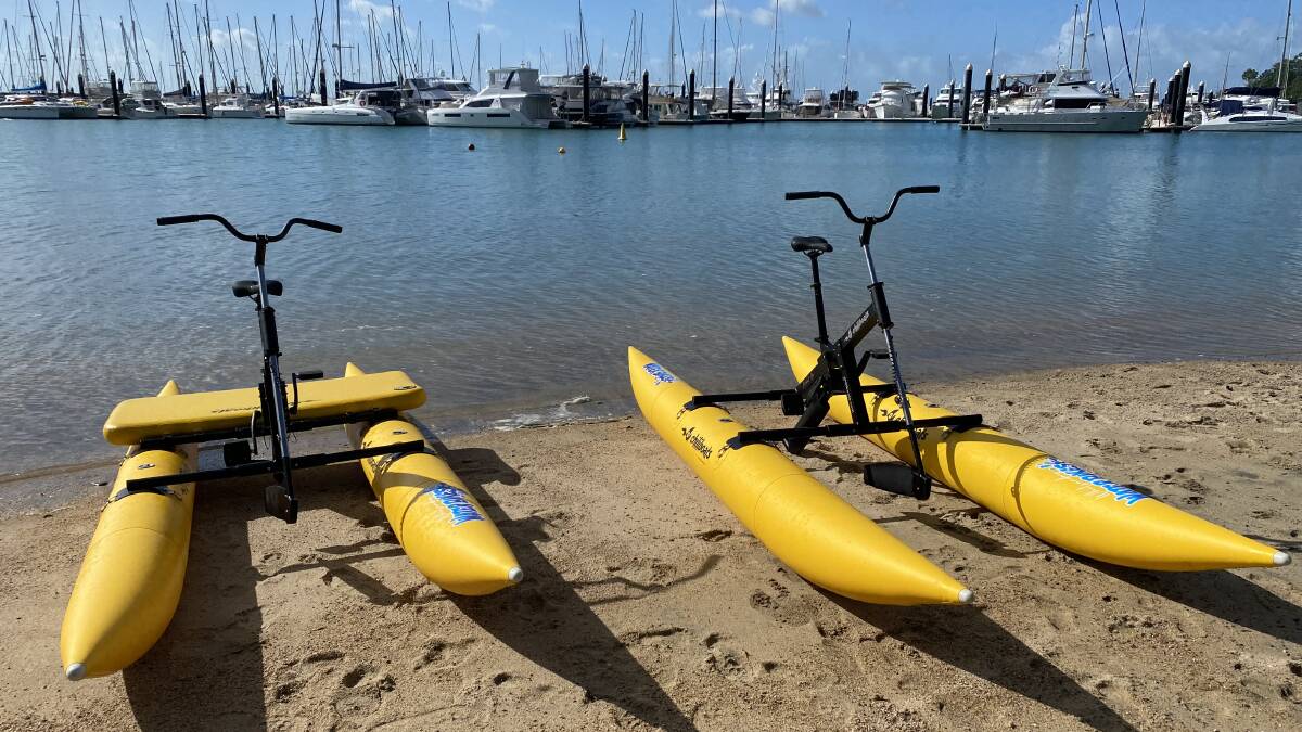Water biking in the town. Picture: Kate Cox Water biking in the town. Picture: Kate Cox