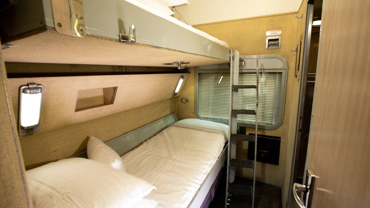 A twin-bunk cabin. A twin-bunk cabin.