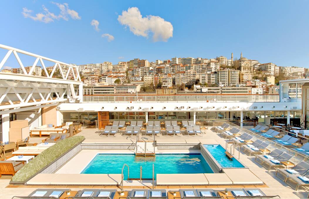 The ship's rooftop pool. The ship's rooftop pool.