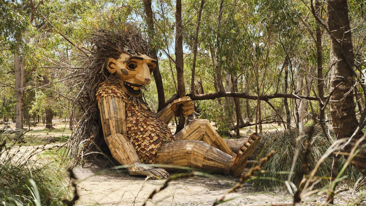 Little Lui is one of the sculptures built by Thomas Dambo Little Lui is one of the sculptures built by Thomas Dambo