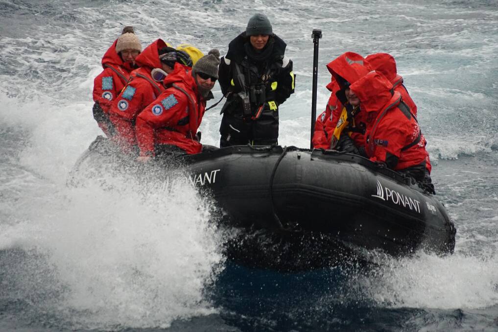 On board a zodiac. Picture: John-Paul Moloney On board a zodiac. Picture: John-Paul Moloney