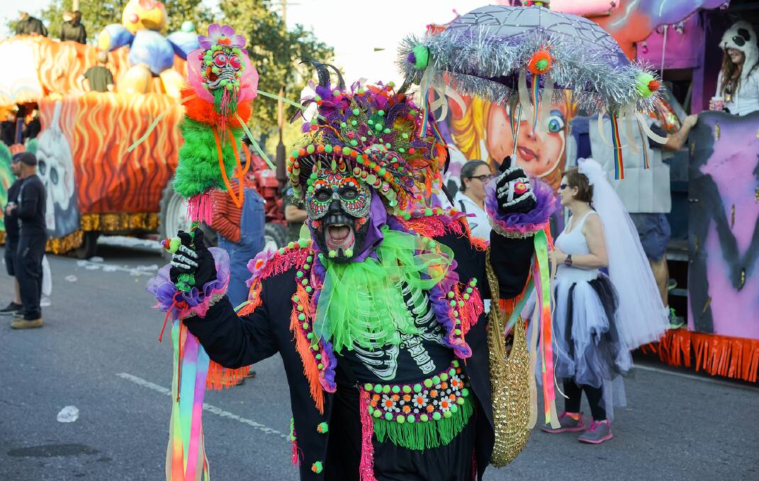 The Krewe of Boo parade. The Krewe of Boo parade.
