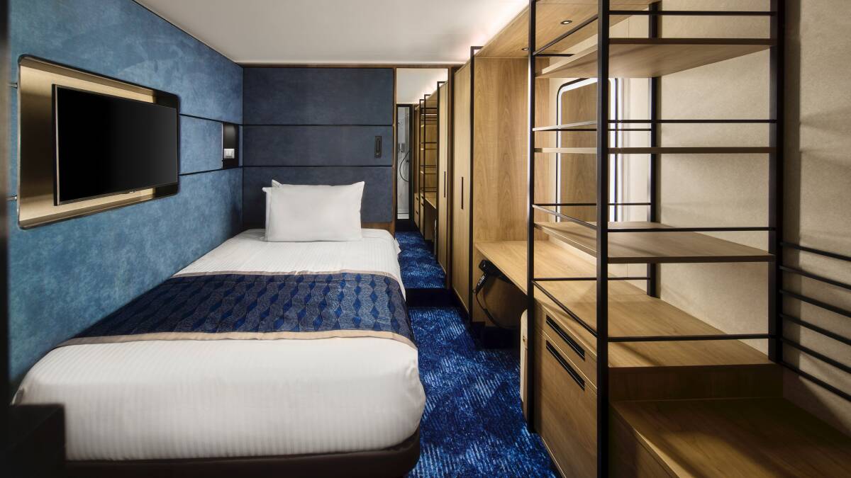 A cabin for one on an NCL Prima-class ship. A cabin for one on an NCL Prima-class ship.