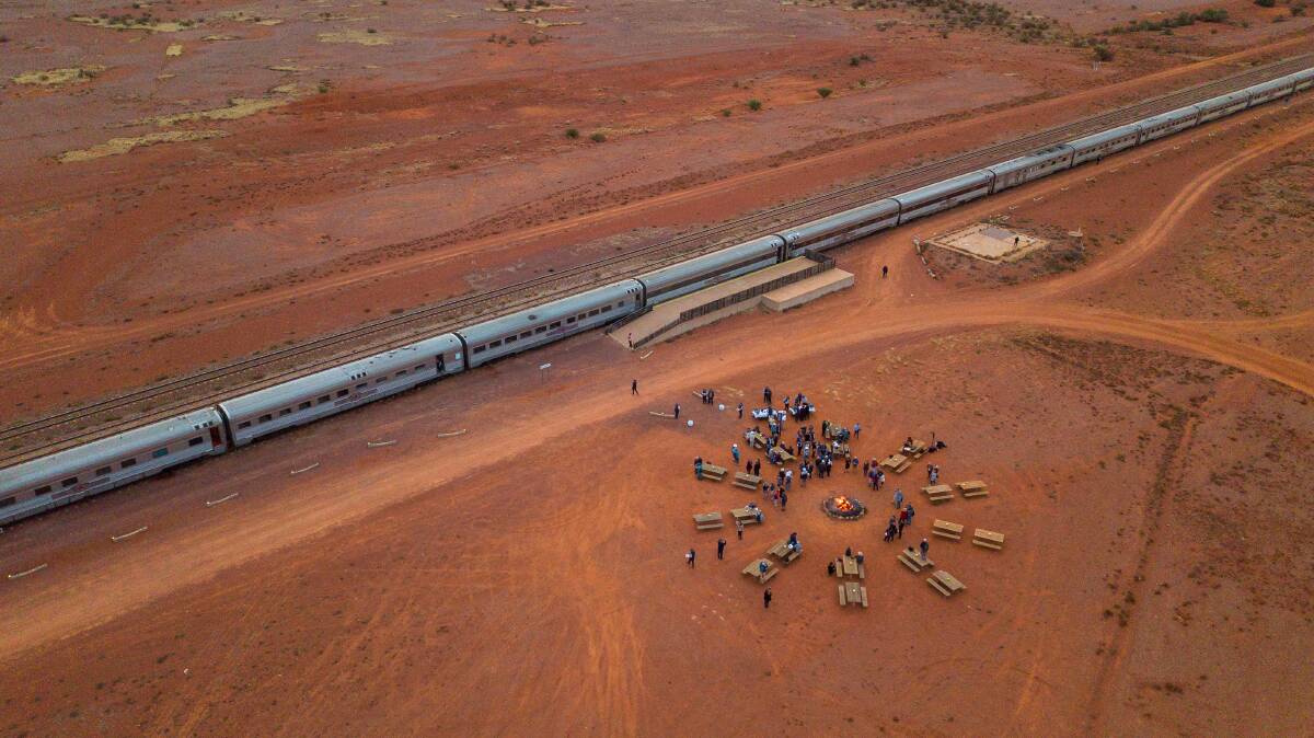 Sunset drinks beside the famous train at Manguri were a surprise addition to the itinerary after a day exploring nearby Coober Pedy. 