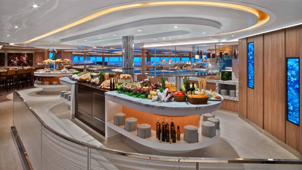 The Colonnade onboard Seabourn Encore. The Colonnade onboard Seabourn Encore.