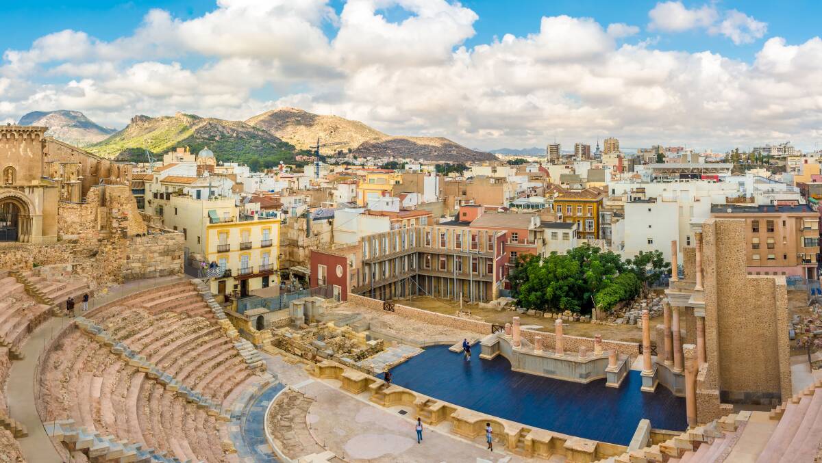 A panoramic view of Cartagena from an ancient Roman theatre. A panoramic view of Cartagena from an ancient Roman theatre.