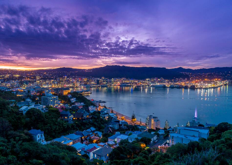 Wellington harbour just after sunset. Wellington harbour just after sunset.