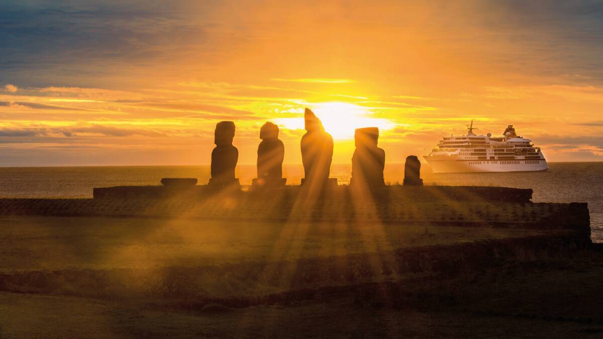 Moai figures on Easter Island.