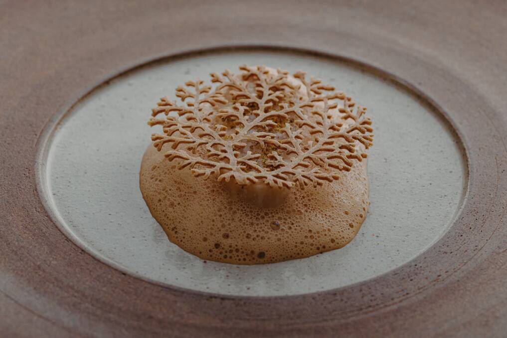 Murray cod, crystal crab, fermented peppers and bush tomato at Adelaide's Restaurant Botanic. Picture supplied