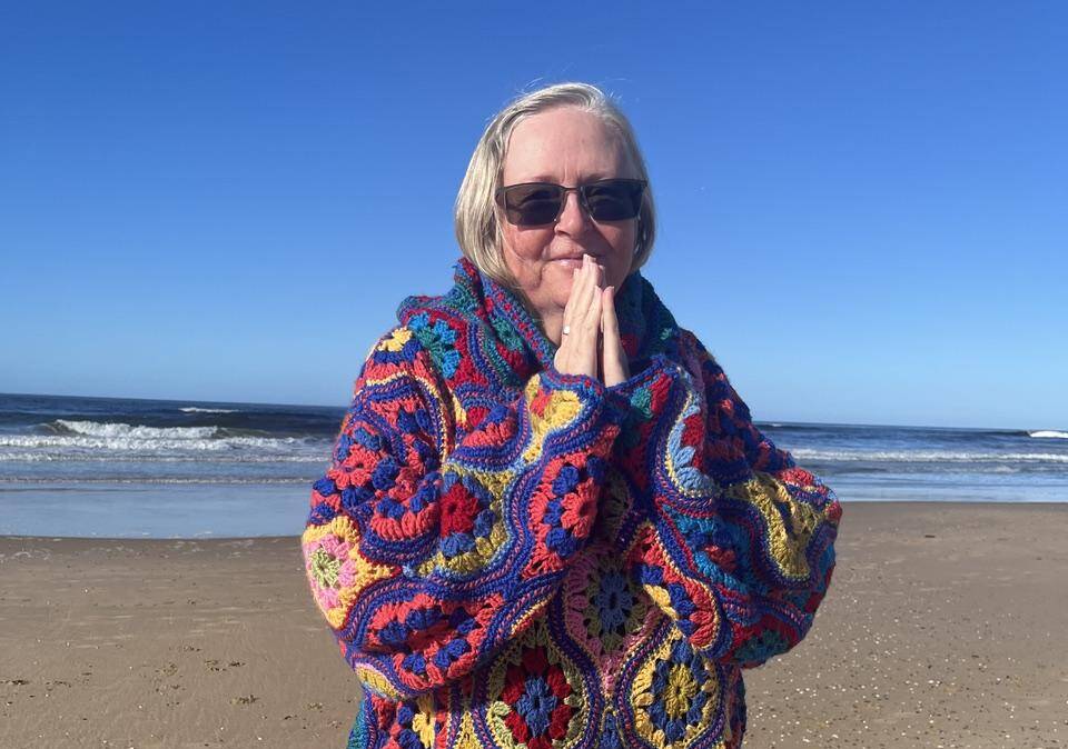 Mary-Lou on the beach at Punta del Este where she wrote the Uruguayan section of her novel, The Hobart Hotel. Picture supplied
