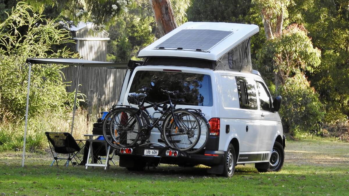 The Bikeman's 'stealthy' van, complete with dark tinting, solar panels and bike racks. Picture supplied The Bikeman's 'stealthy' van, complete with dark tinting, solar panels and bike racks. Picture supplied