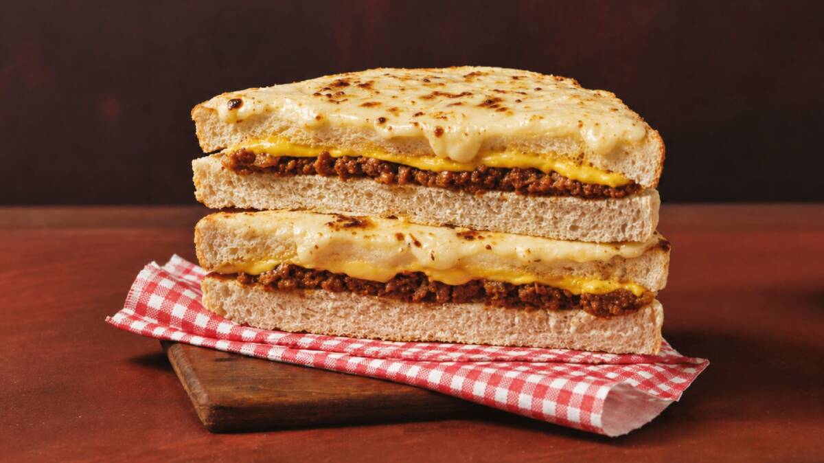 Virgin Australia's cheeseburger toastie, featured on the Economy inflight menu. Picture supplied