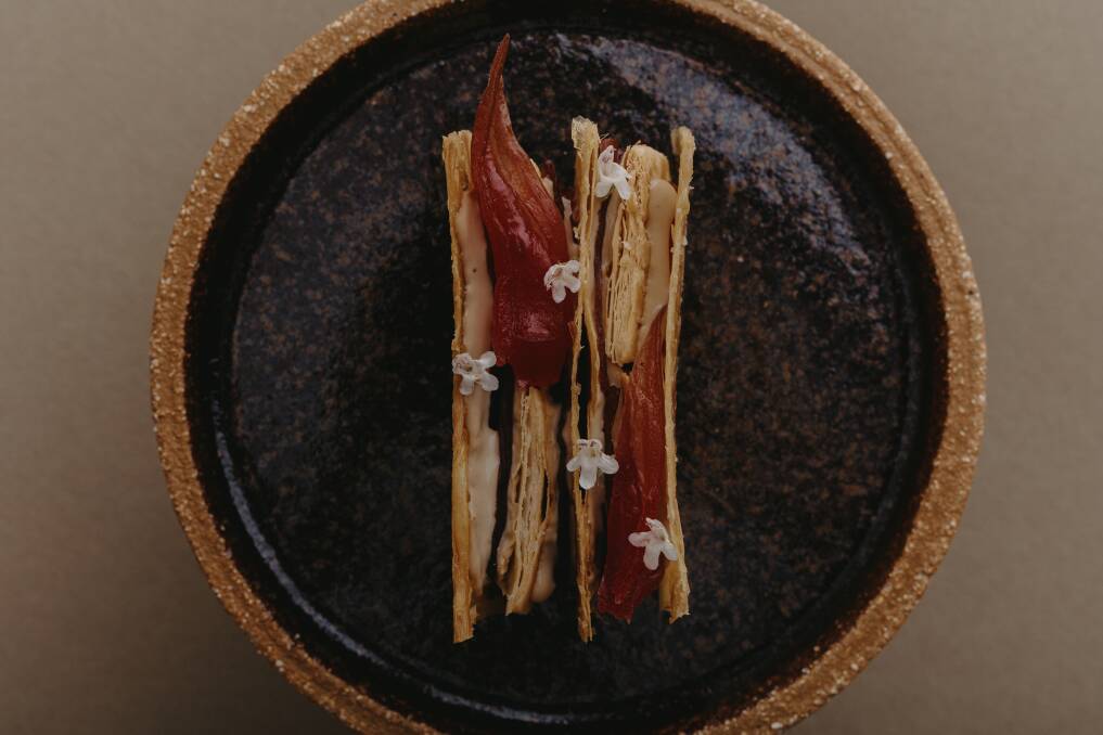 A mille-feuille of emu and roasted chicken at Adelaide's Restaurant Botanic. Picture supplied