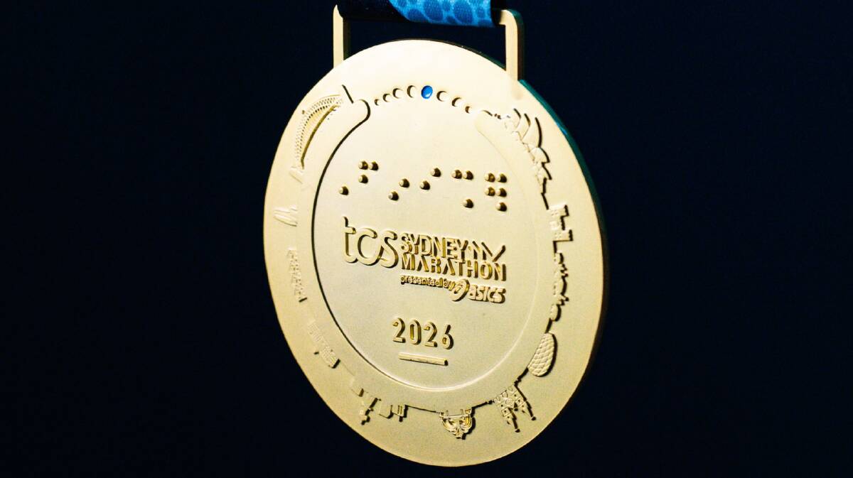 Sydney Marathon medal showing Munich's Allianz Arena instead of Moore Park's Allianz Stadium. Picture TCS Sydney Marathon Sydney Marathon medal showing Munich's Allianz Arena instead of Moore Park's Allianz Stadium. Picture TCS Sydney Marathon