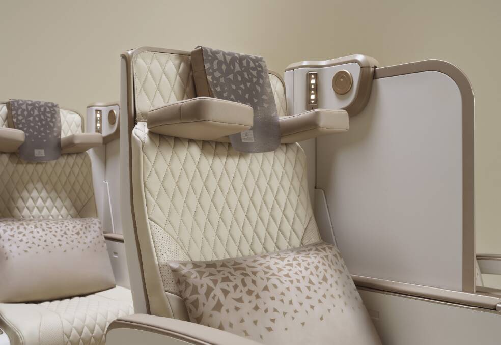 First look at Emirates' Premium Economy privacy divider. Picture supplied First look at Emirates' Premium Economy privacy divider. Picture supplied