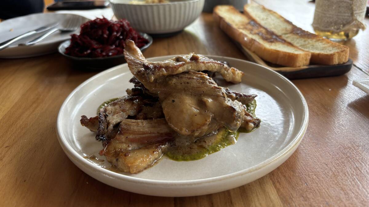 Tender strips of lamb, raised on a farm run by the restaurant. Tender strips of lamb, raised on a farm run by the restaurant.