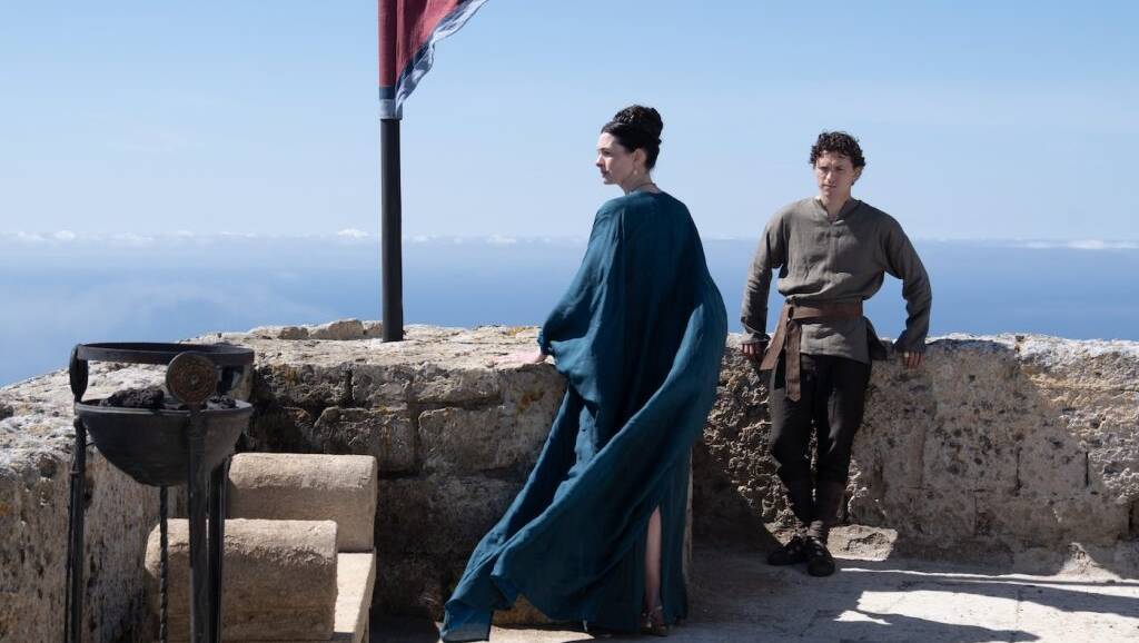 Anne Hathaway as Penelope and Tom Holland as Telemachus in The Odyssey. Picture Universal Pictures