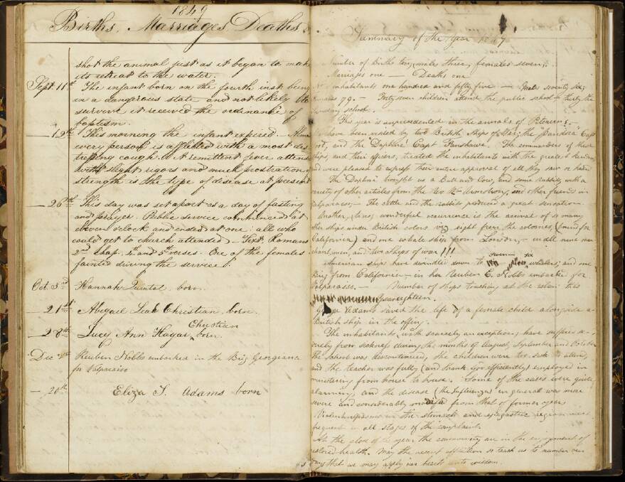 Inside the Pitcairn Register. Picture supplied