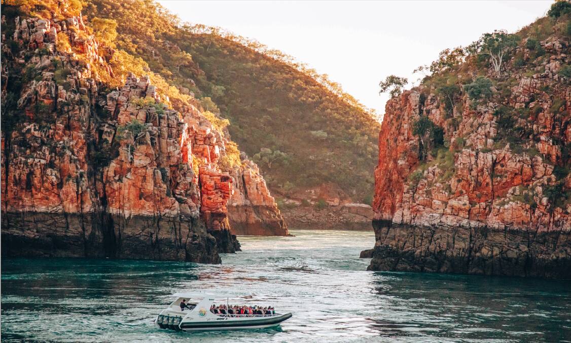 Full Throttle floating past red cliffs. Picture via Horizontal Falls Seaplane Adventures Full Throttle floating past red cliffs. Picture via Horizontal Falls Seaplane Adventures
