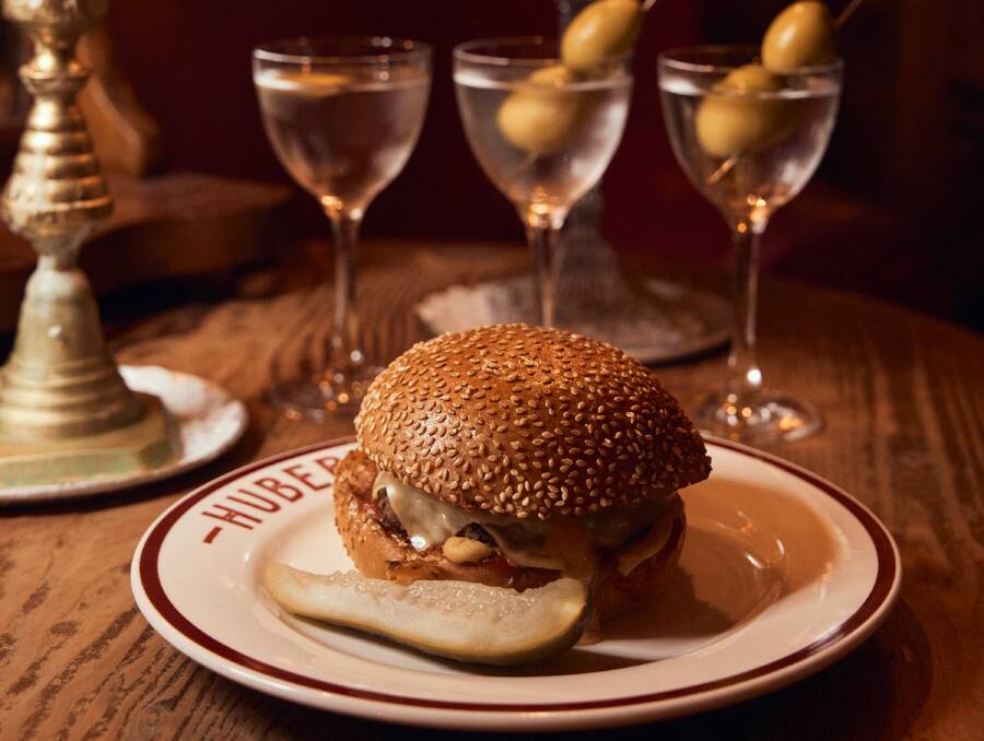 Restaurant Hubert's acclaimed burger. Picture supplied Restaurant Hubert's acclaimed burger. Picture supplied