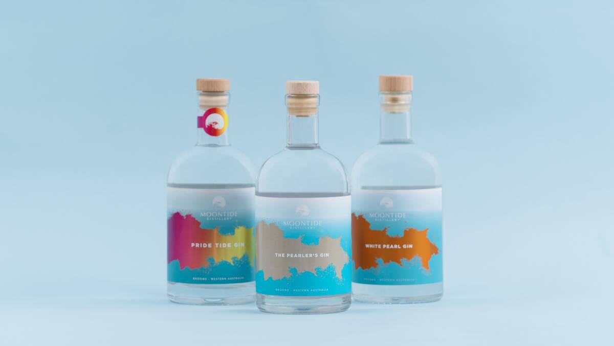 Moontide Distillery's gin range. Moontide Distillery's gin range.