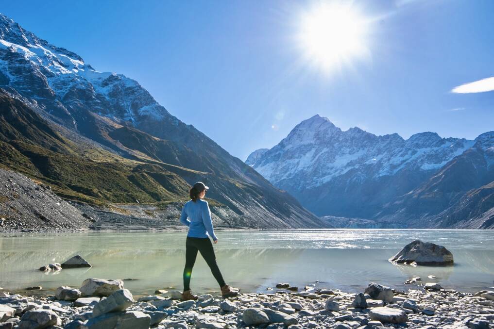 Jessica Ward on New Zealand's Hooker Valley Track.