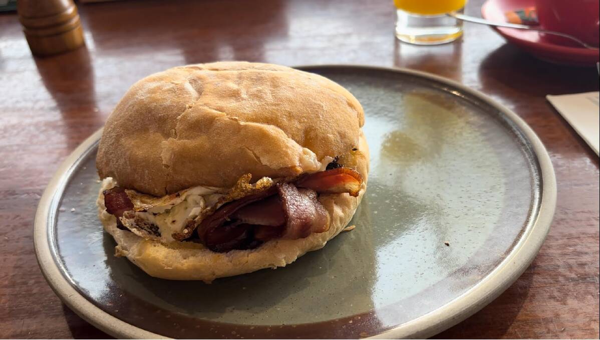 A piping-hot egg and bacon roll at Lorne Central. A piping-hot egg and bacon roll at Lorne Central.
