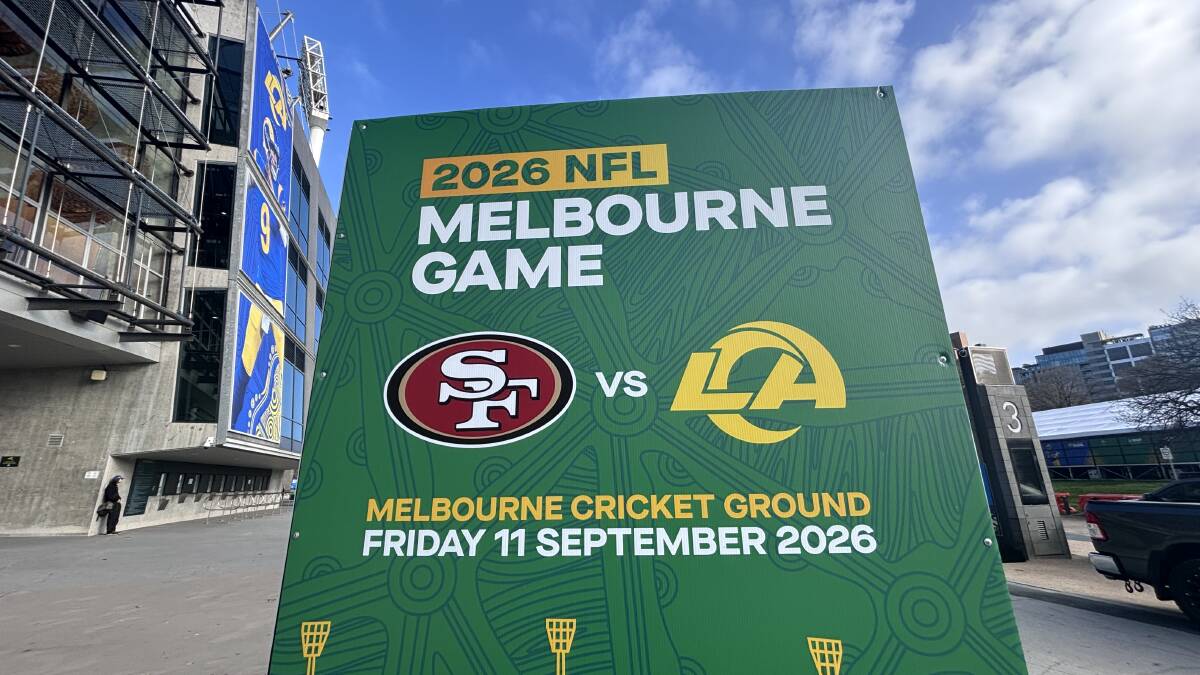 NFL fever takes over the Melbourne Cricket Ground, ahead of a September 11 match between the Los Angeles Rams and San Francisco 49ers. Picture Anna Houlahan