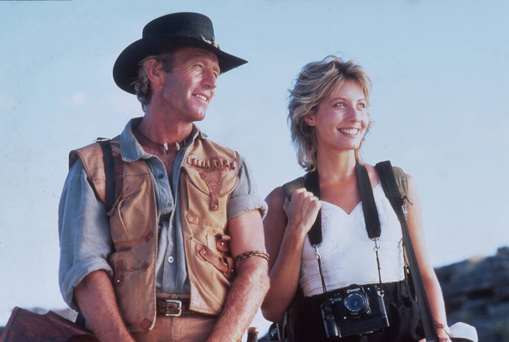 Mick Dundee (Paul Hogan) and Sue Charlton (Linda Kozlowski). Picture supplied Mick Dundee (Paul Hogan) and Sue Charlton (Linda Kozlowski). Picture supplied