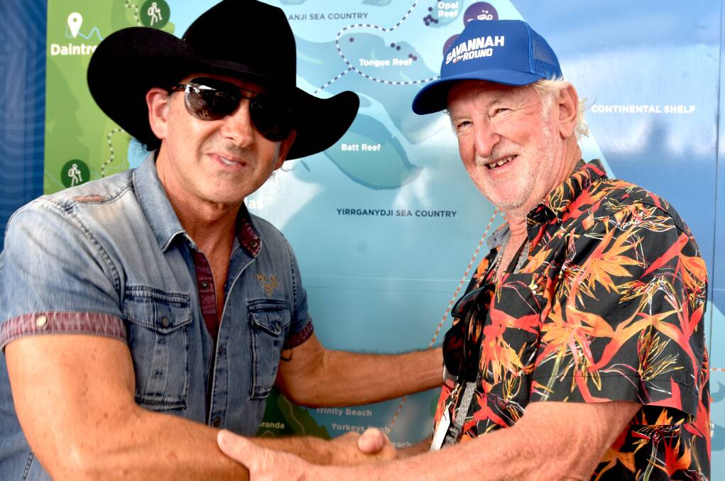 Country music star Lee Kernaghan (left) with Craig Thornton who raised $1.6 million for Surfers Paradise SLSC and is campaigning for more accessibility on beaches. Picture supplied Country music star Lee Kernaghan (left) with Craig Thornton who raised $1.6 million for Surfers Paradise SLSC and is campaigning for more accessibility on beaches. Picture supplied