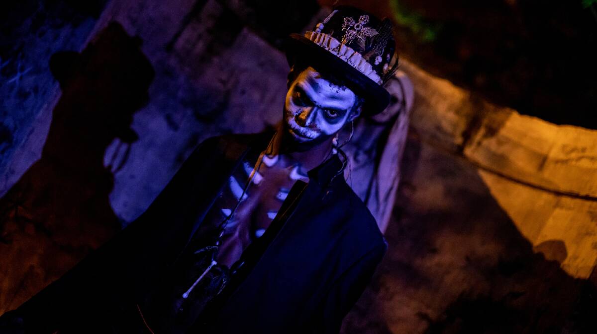 An actor in realistic horror makeup, waiting to scare visitors to Baton Rouge's 13th Gate. An actor in realistic horror makeup, waiting to scare visitors to Baton Rouge's 13th Gate.