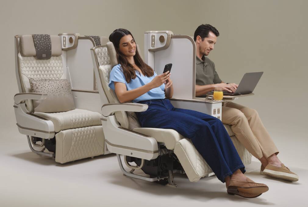 First look at Emirates' Premium Economy privacy divider. Picture supplied First look at Emirates' Premium Economy privacy divider. Picture supplied