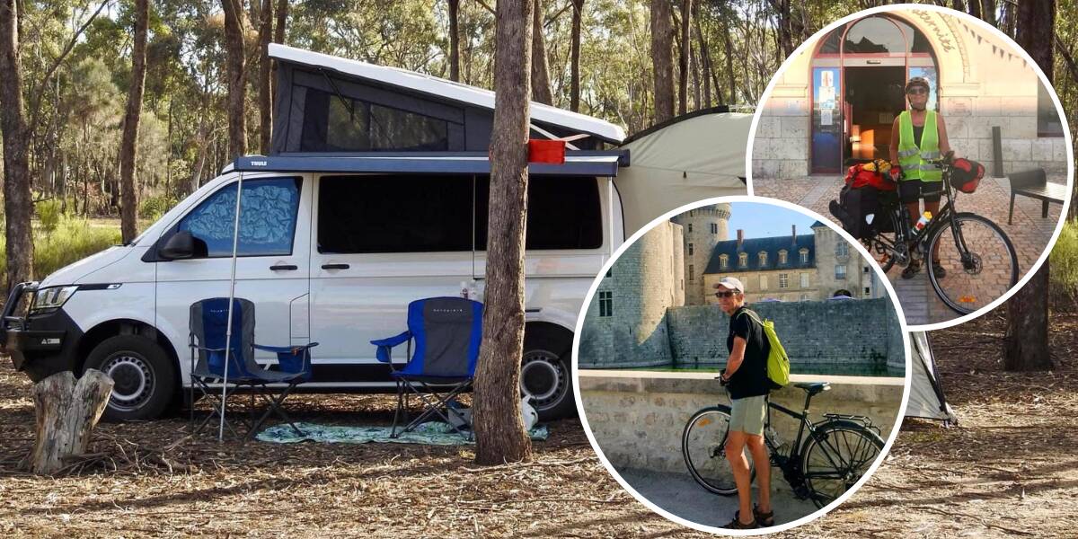 Therese Bikeman (inset top right) and Nick Bikeman (inset bottom right) are still thrilled they bought a campervan, six years after purchase. Pictures supplied Therese Bikeman (inset top right) and Nick Bikeman (inset bottom right) are still thrilled they bought a campervan, six years after purchase. Pictures supplied