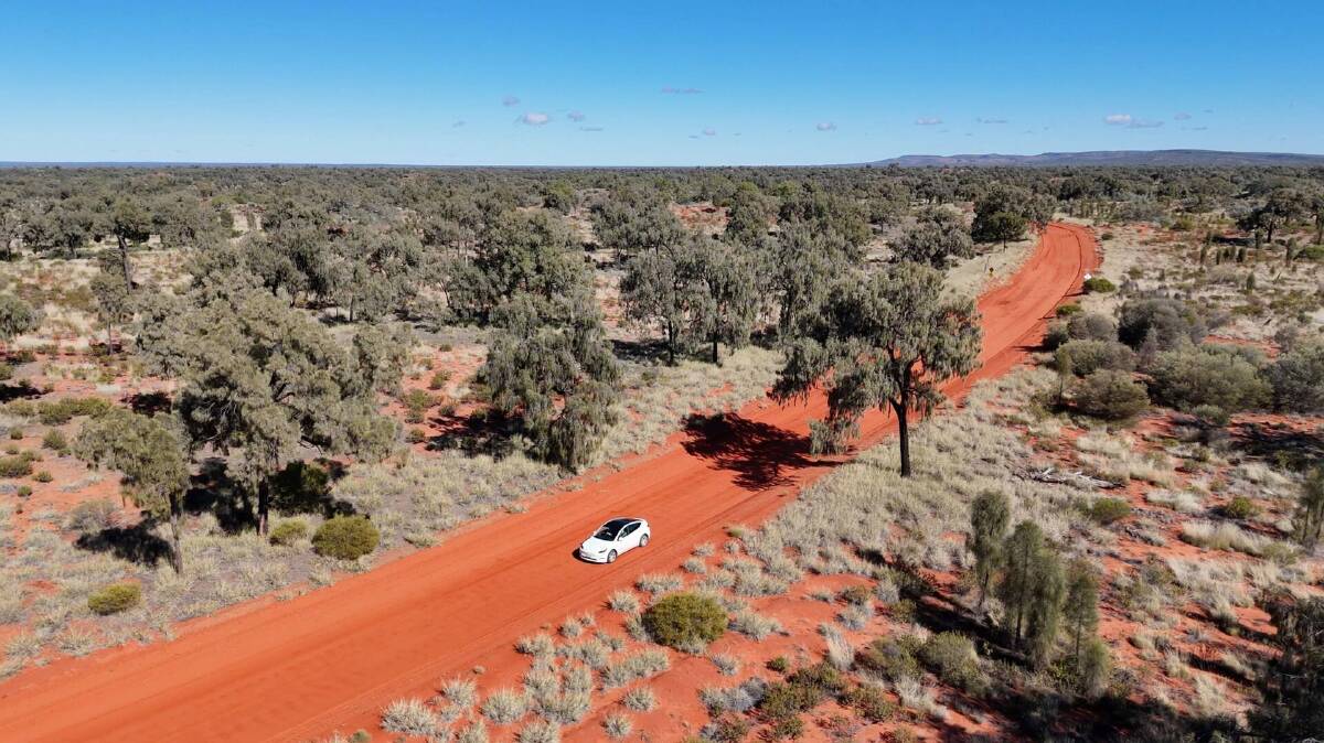The Hunts on the dirt road to Alice Springs. Picture supplied The Hunts on the dirt road to Alice Springs. Picture supplied