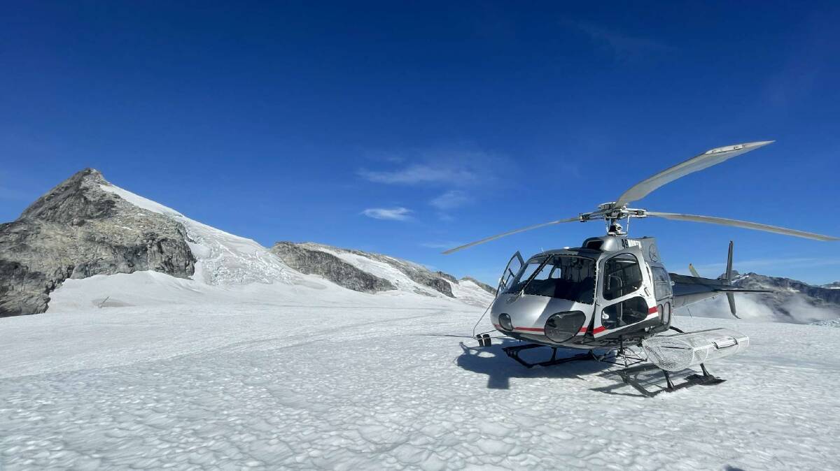 A helicopter flight across unnamed glaciers. Picture by Lucy Arundell A helicopter flight across unnamed glaciers. Picture by Lucy Arundell