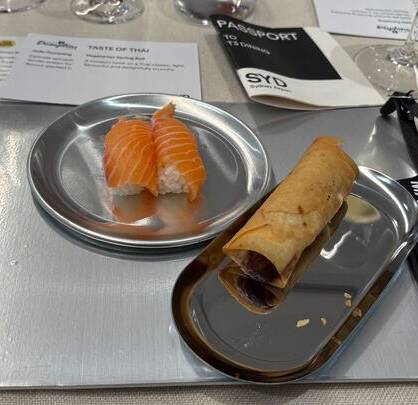 Salmon nigiri and spring roll. Picture by Carla Mascarenhas