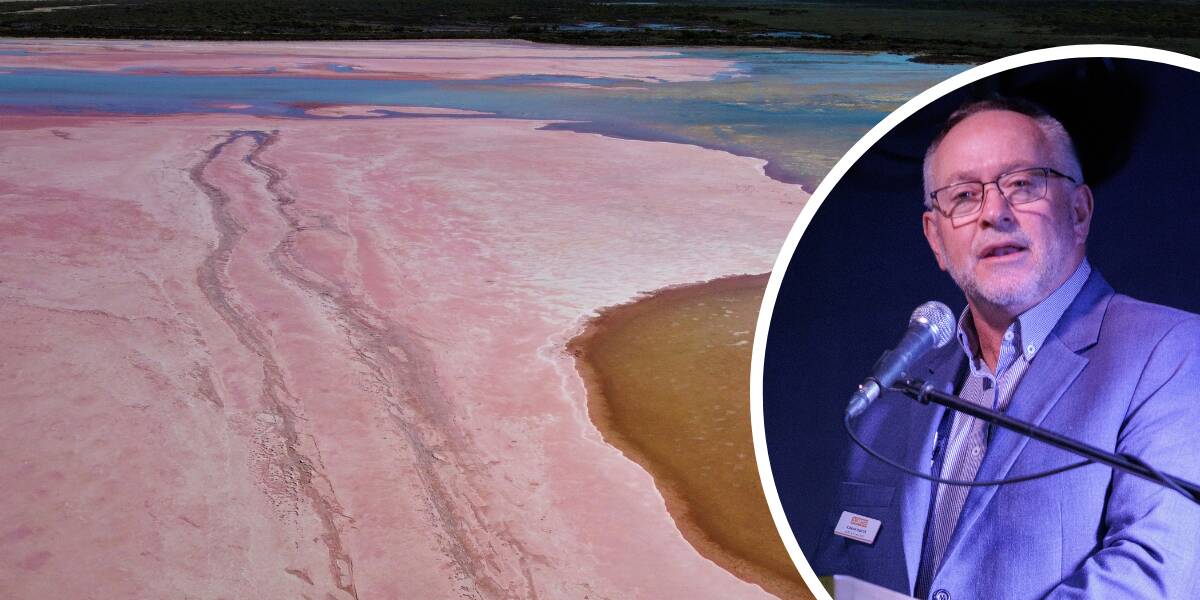 Visits to stunning locations like the pink Hutton Lagoon in Western Australia are still affordable for organised travellers, according to Richard Barwick (right). Picture by Unsplash, inset supplied
