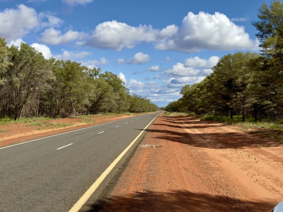 Red dirt surrounds the Mitchell Highway outside Charleville. Picture supplied