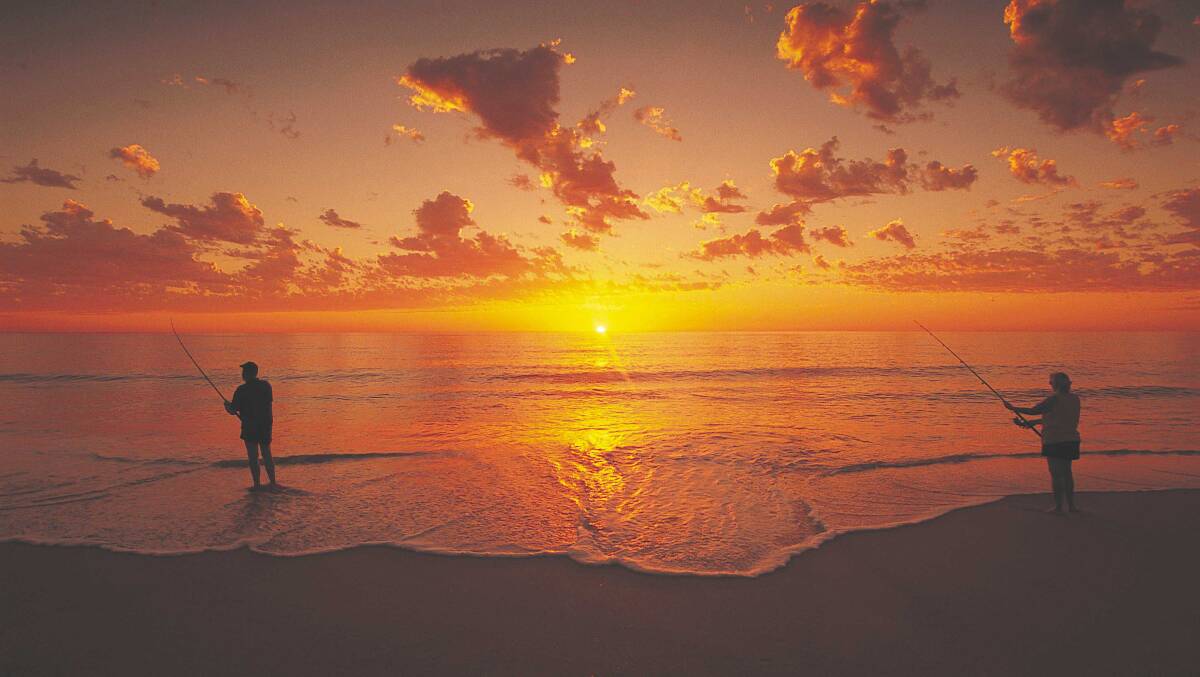 Beach fishing off Preston Beach near Mandurah in WA. Picture by ACM
