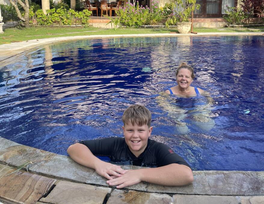 Enjoying the private pool.