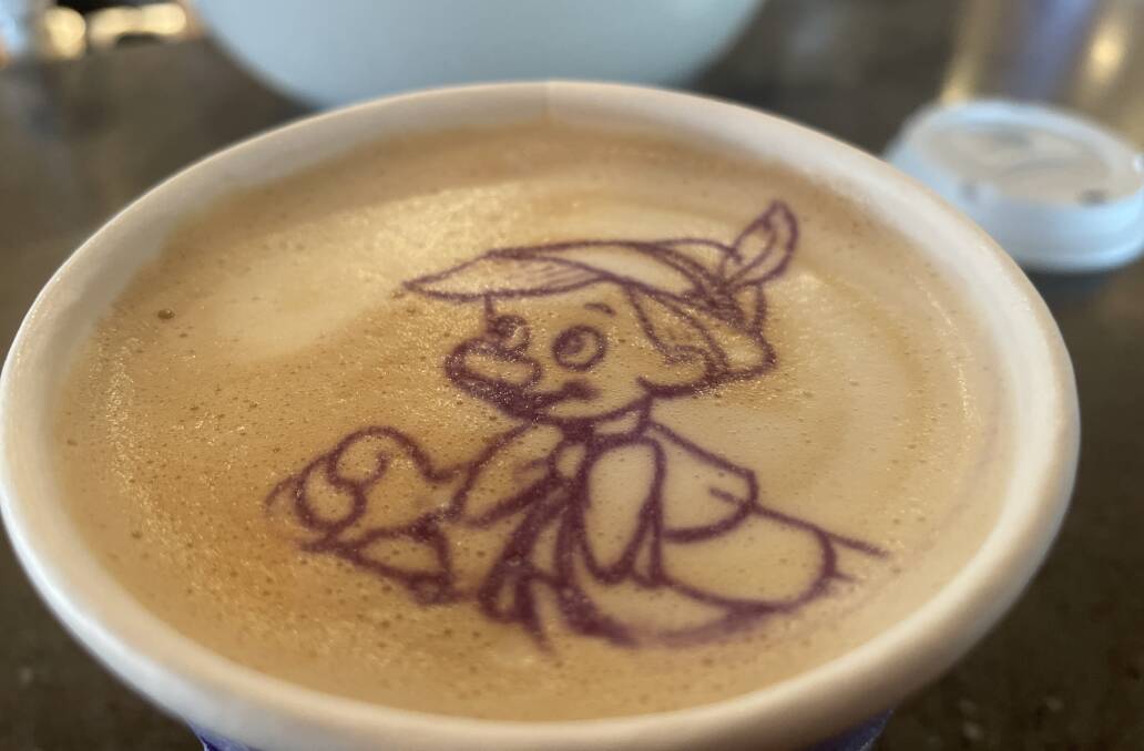 Does your morning coffee come with a picture of Pinocchio on it? Picture by Megan Doherty Does your morning coffee come with a picture of Pinocchio on it? Picture by Megan Doherty
