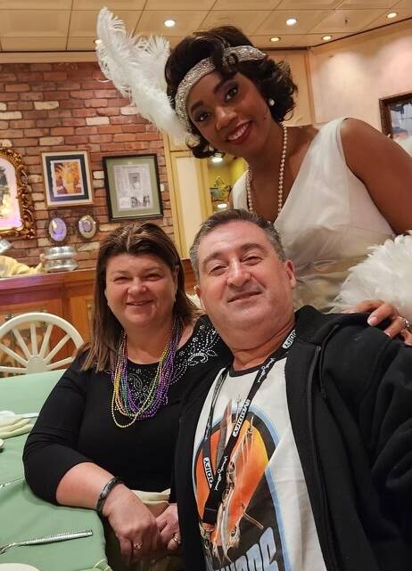Sydney couple Kaye and Leon Blavias with Tiana on the cruise. Picture supplied Sydney couple Kaye and Leon Blavias with Tiana on the cruise. Picture supplied
