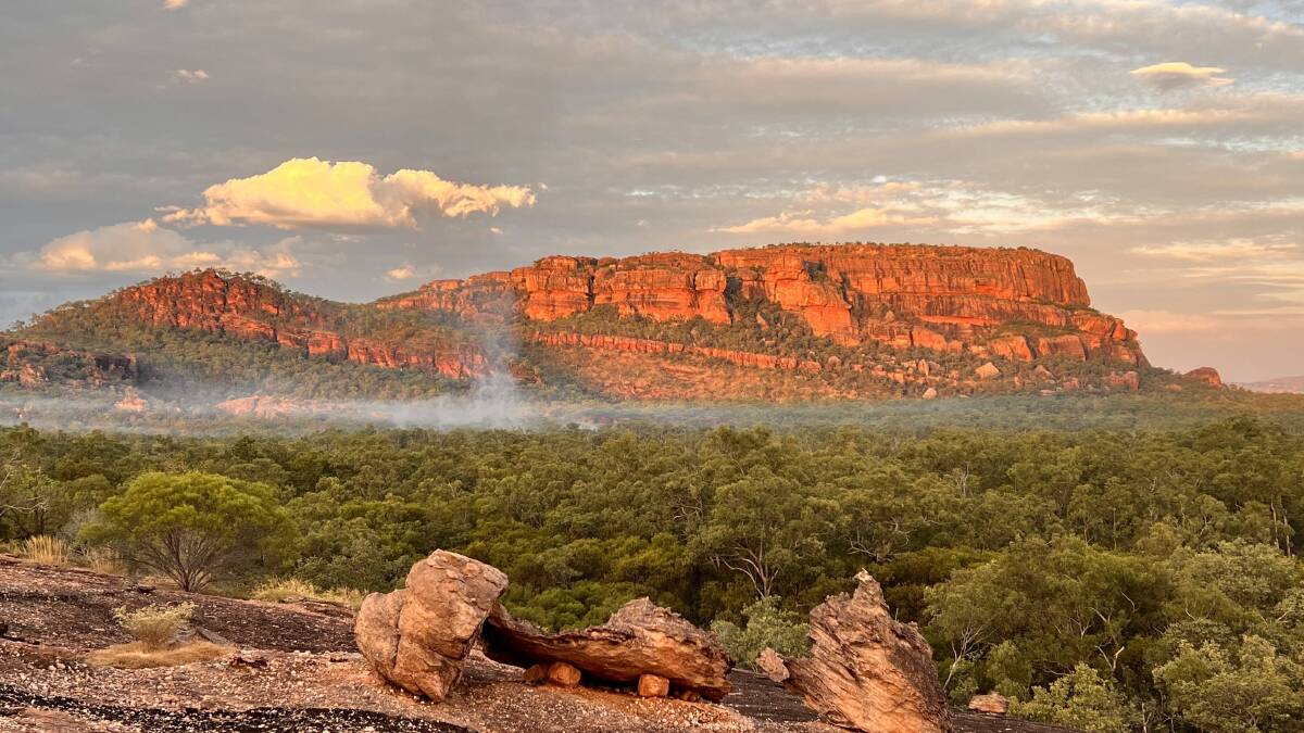 Nourlangie lights up in the setting sun. Picture: John Hanscombe Nourlangie lights up in the setting sun. Picture: John Hanscombe
