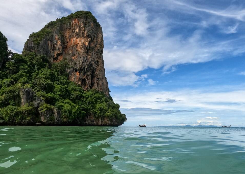 Railay Beach sits in a watery fantasyland of limestone karsts and sandy beaches. Picture: John Hanscombe 