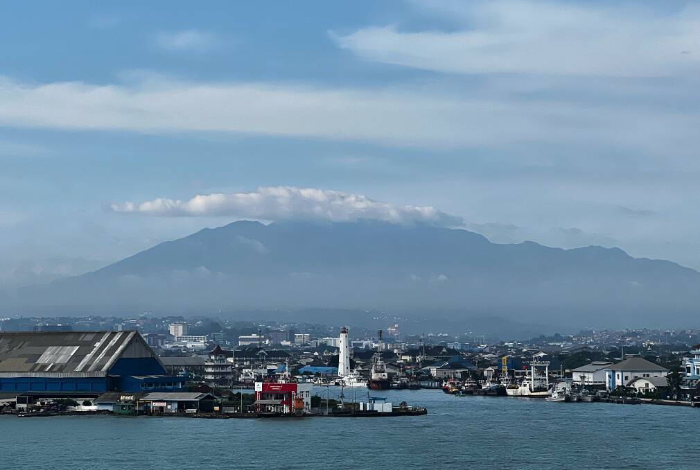 Under the volcano. Semarang backdropped by Mt Ungaran. Picture: John Hanscombe