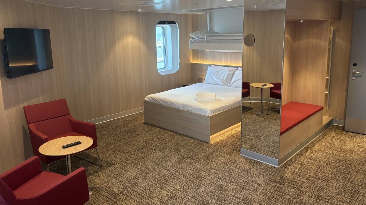 Family-sized cabins on a new Spirit of Tasmania vessel offer a starting price of $275 for six people. Picture by Matt Maloney
