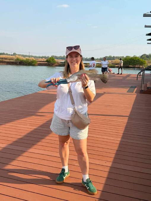 My catch at the barra farm. It measured in at 45 centimetres.