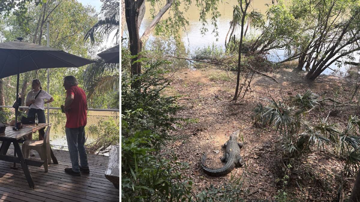 Left, enjoying the serenity at the bar and right the famous crocodile Casey. Picture by Jessica Brown