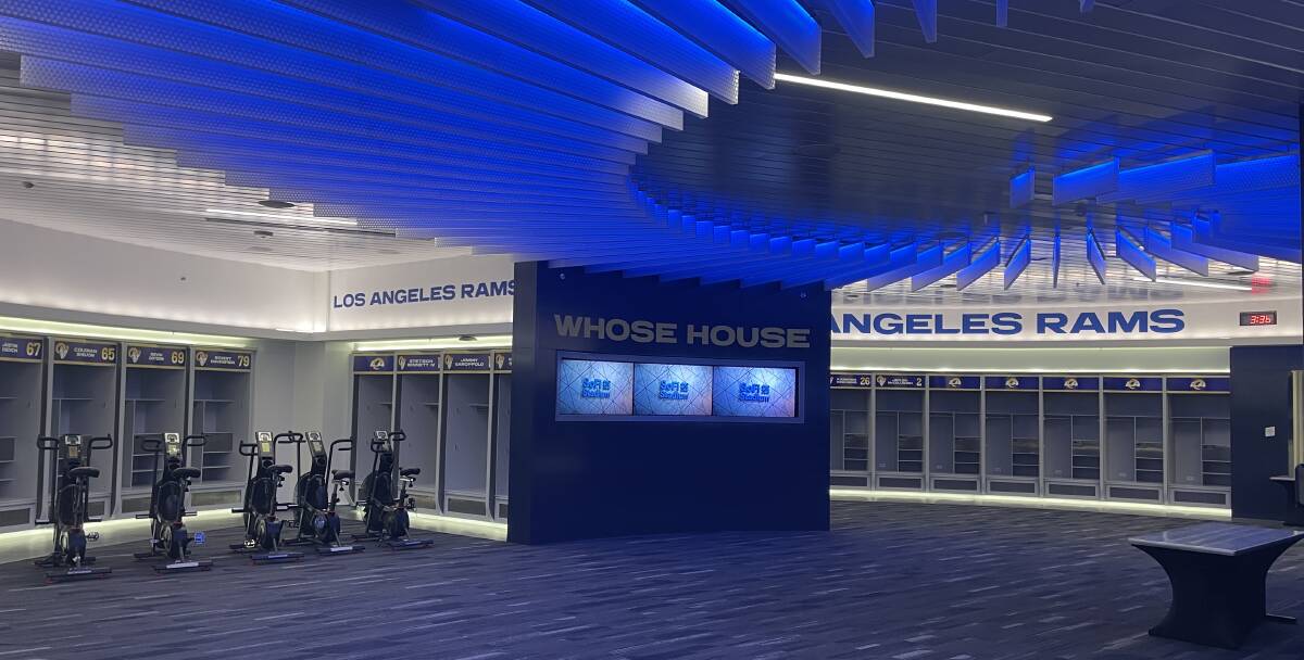 The LA Rams locker room at SoFi Stadium. Picture by James Gardiner